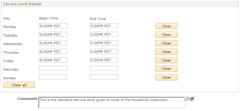 Service Level page (2 of 2)