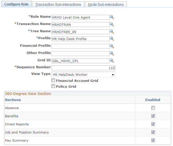 Configure Role page