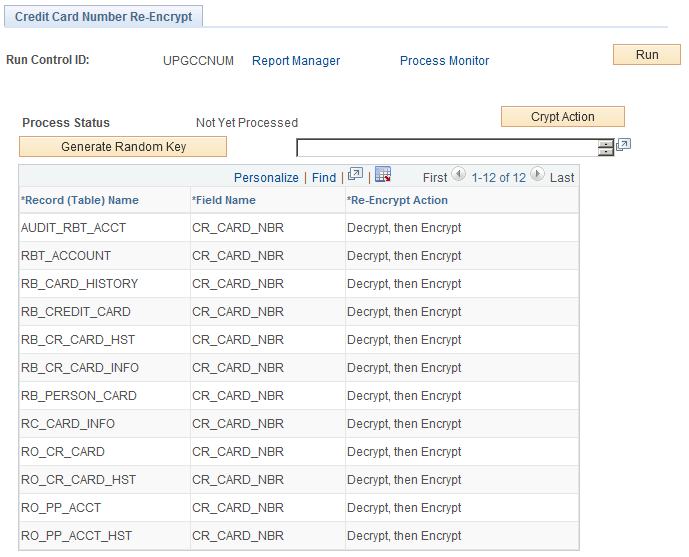 Credit Card Number Re-Encrypt page