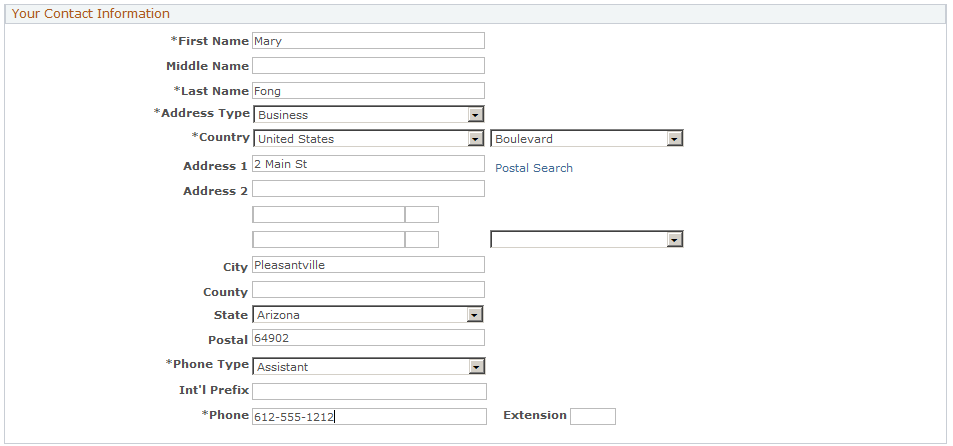 Personal User Registration page (2 of 2)