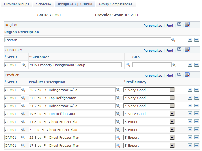 Assign Group Criteria page (1 of 2)