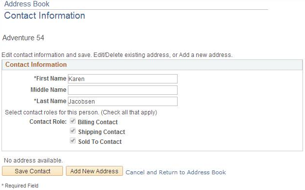 Address Book - Contact Information page