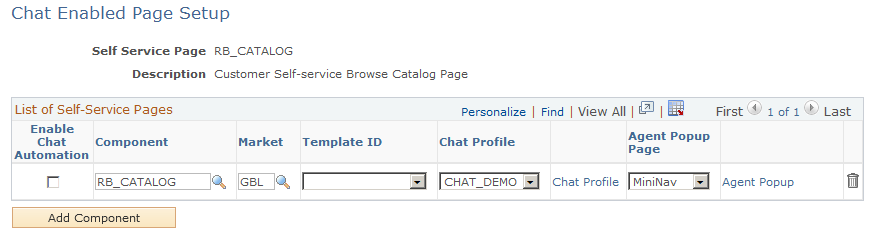 Chat Enabled Page Setup page