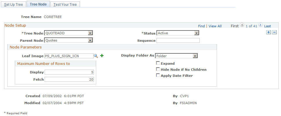 Tree Node page