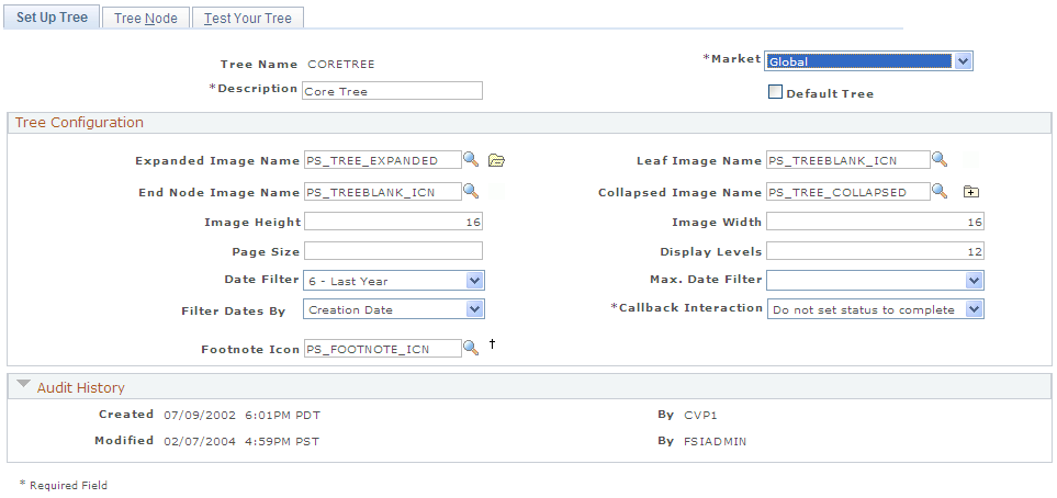 Set Up Tree page