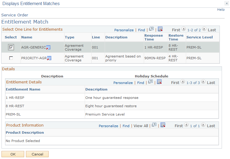 Entitlement Match page