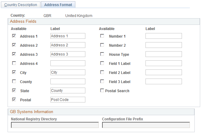 Address Format page