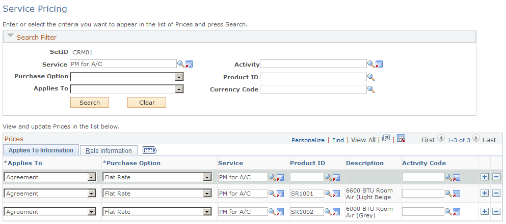 Pricing Information page