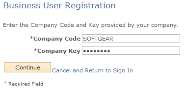 Business User Registration page