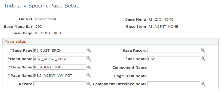 Industry-Specific Page Setup page