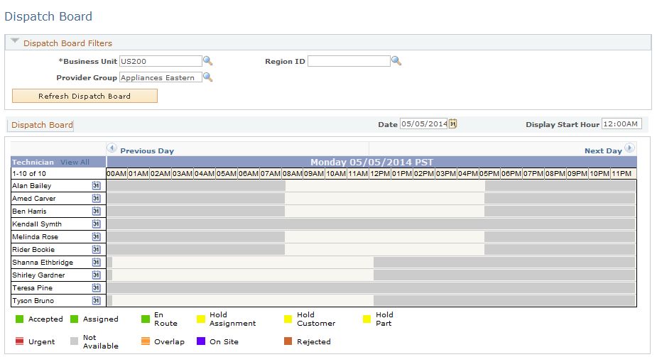 Dispatch Board page (1 of 3)