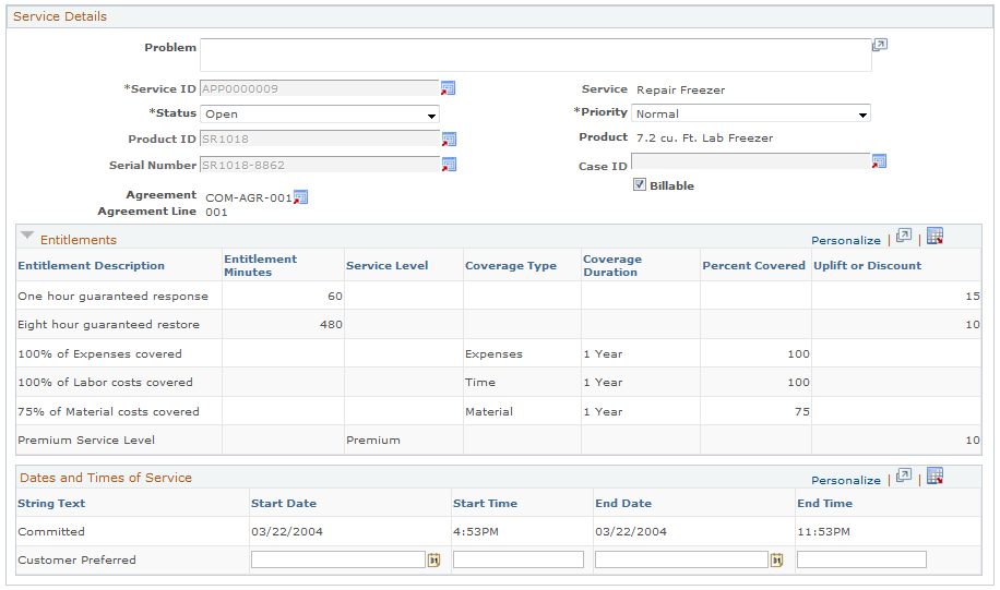 Service Order - Service Order page (2 of 2)