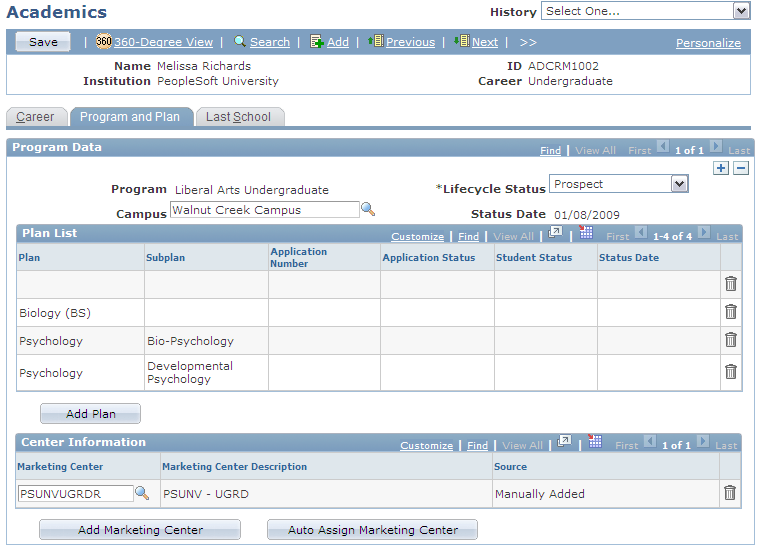 Academics - Program and Plan page