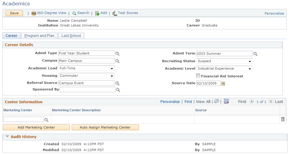 Academics - Career page