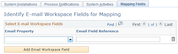 Identify E-mail Workspace Fields for Mapping page