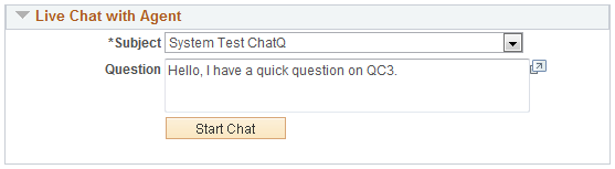 Chat portion of a self-service page