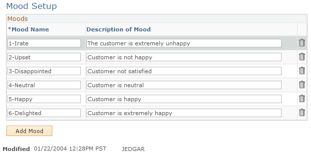 Mood Setup page