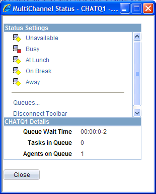 Example of the Queue Status window