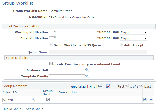 Group Worklist page