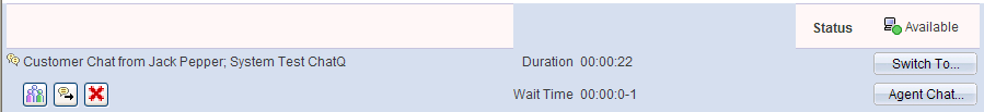 Example display of Multichannel Toolbar after customer chat acceptance