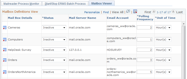 Mailbox Viewer page