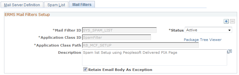 Mail Filters page