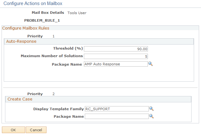 Configure Actions on Mailbox page