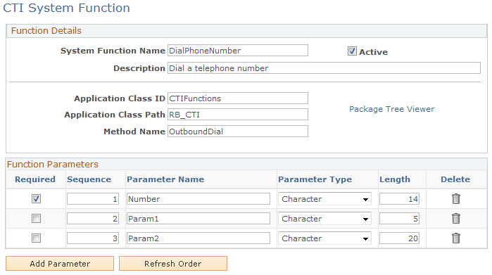 CTI System Function page (RB_CTI_SYS_FUNC)