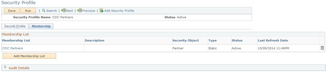 Security Profile page (2 of 2)