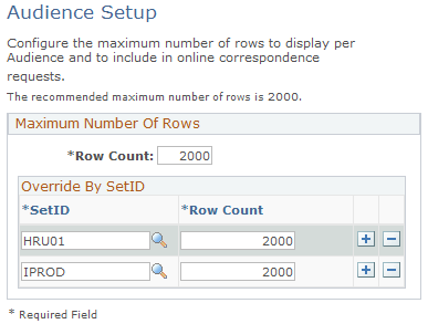 Audience Setup page