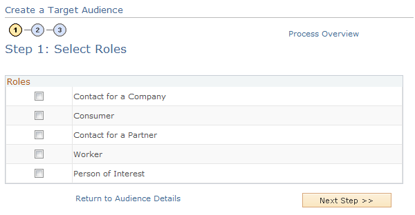 Create a Target Audience - Select Roles page