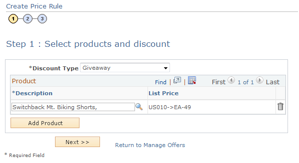 Create Price Rule - Select products and discount page