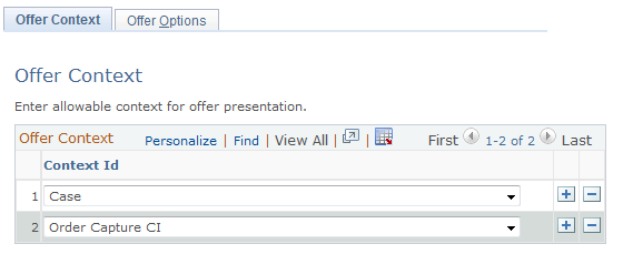 Offer Context page