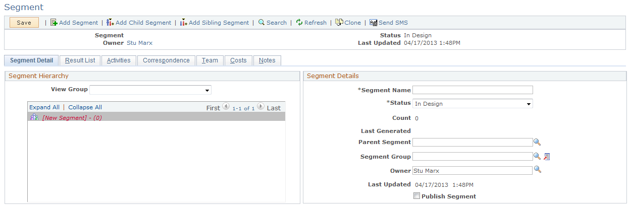 Segment Detail page (1 of 2)