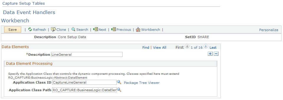 Capture Setup Tables - Data Event Handlers Workbench page