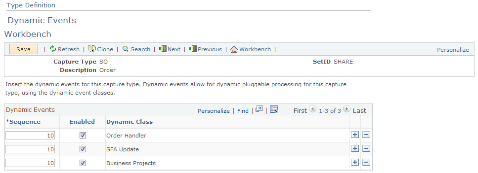 Type Definition - Dynamic Events Workbench page