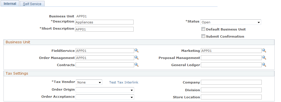 Order Capture Definition - Internal page (1 of 3)