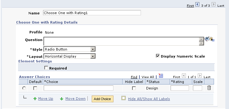 Horizontal Display layout type