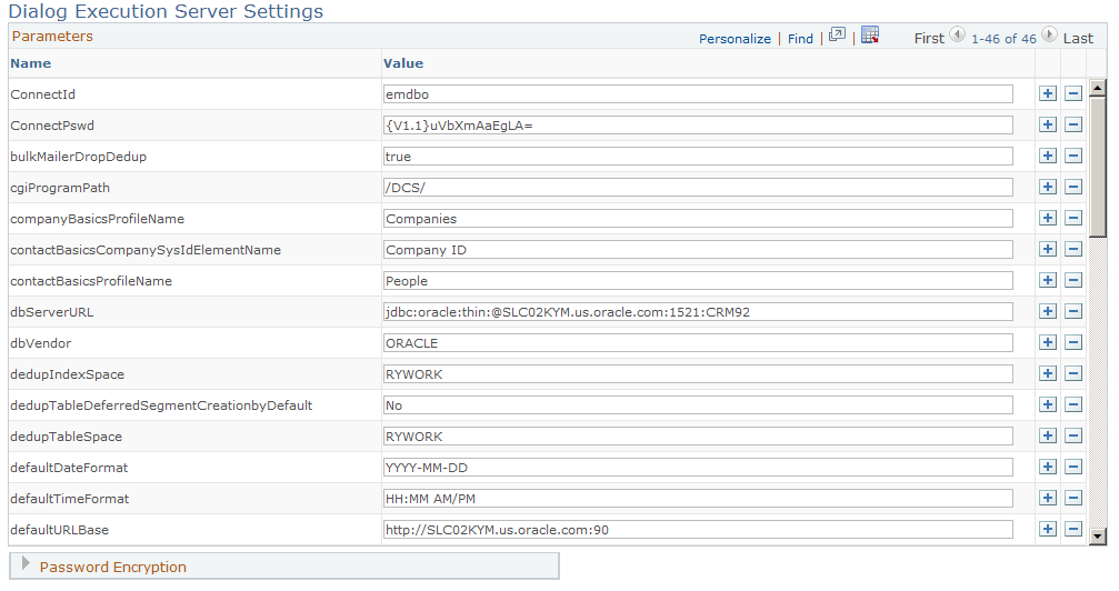 Dialog Execution Server Settings page