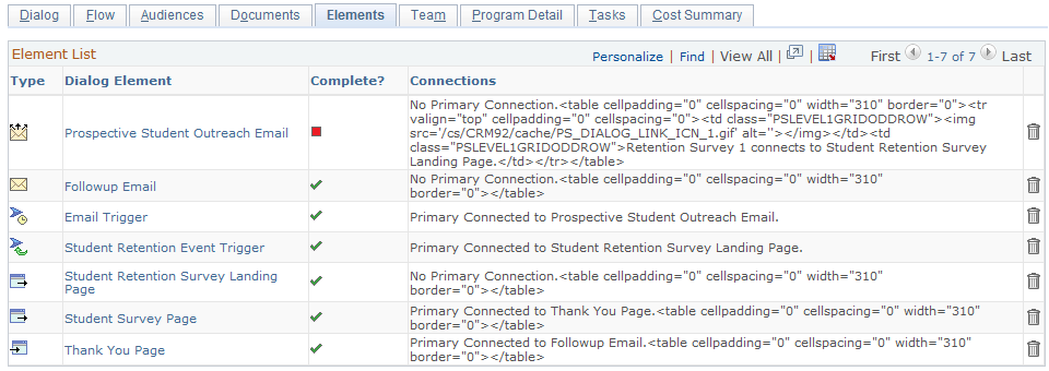 Dialog Designer - Elements page