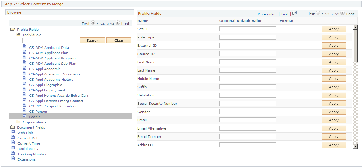 Merge content - Profile Fields