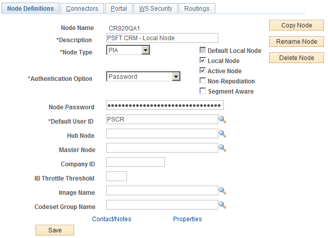 Node Definitions page