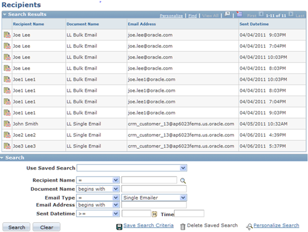 Dialog Outbound Email Search