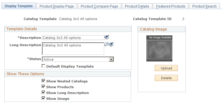 Display Template page