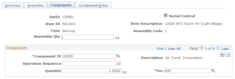 Assemblies - Components page