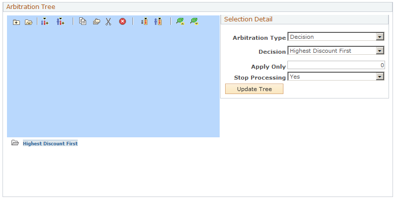 Example of Arbitration Plan page using the Highest Discount First decision