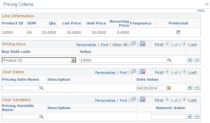 Pricing Criteria page