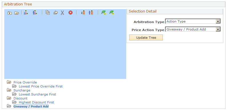 Example of Arbitration Plan page using price rules with various actions