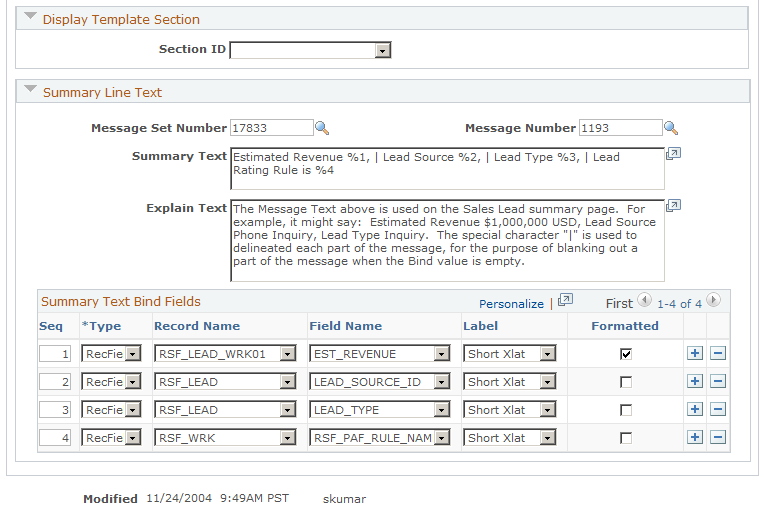 Summary Page Setup page (2 of 2)