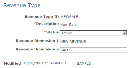 Revenue Type page